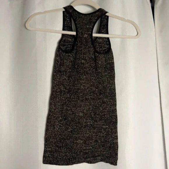 Intimately Free People Black and Gold Metallic Racerback Tank Top Small - Picture 2 of 5